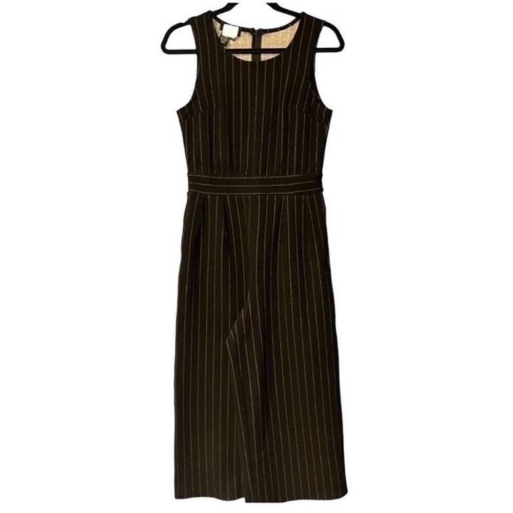 Papillon Womens Black Pinstripe Sleeveless Wide Leg‎ Jumpsuit Size S